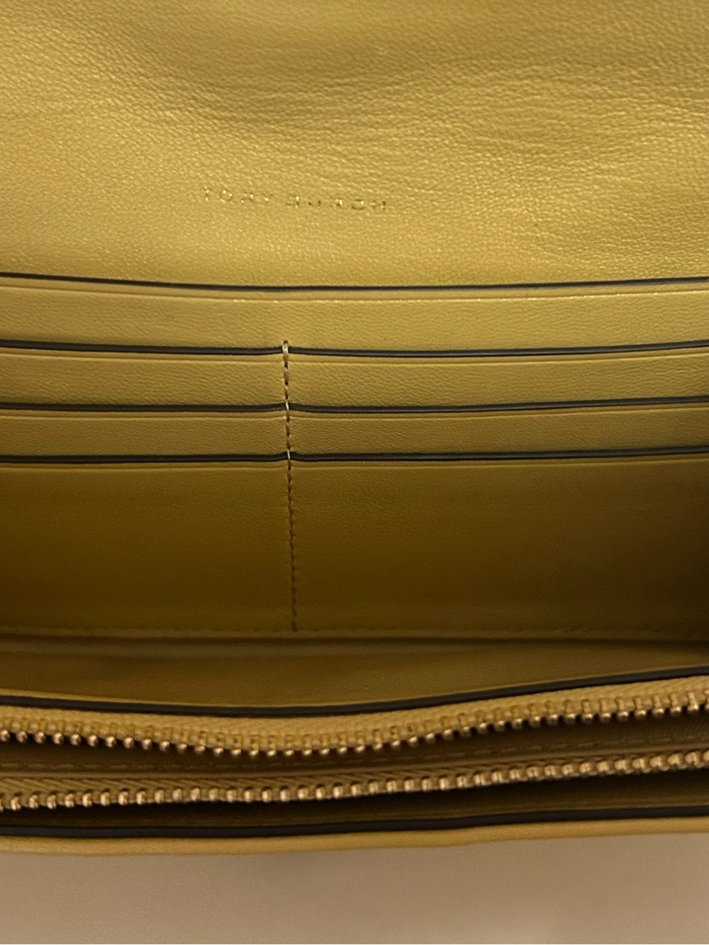 Tory Burch Kira Quilted Envelope Wallet - Mustard Yellow Leather - Picture 6 of 11